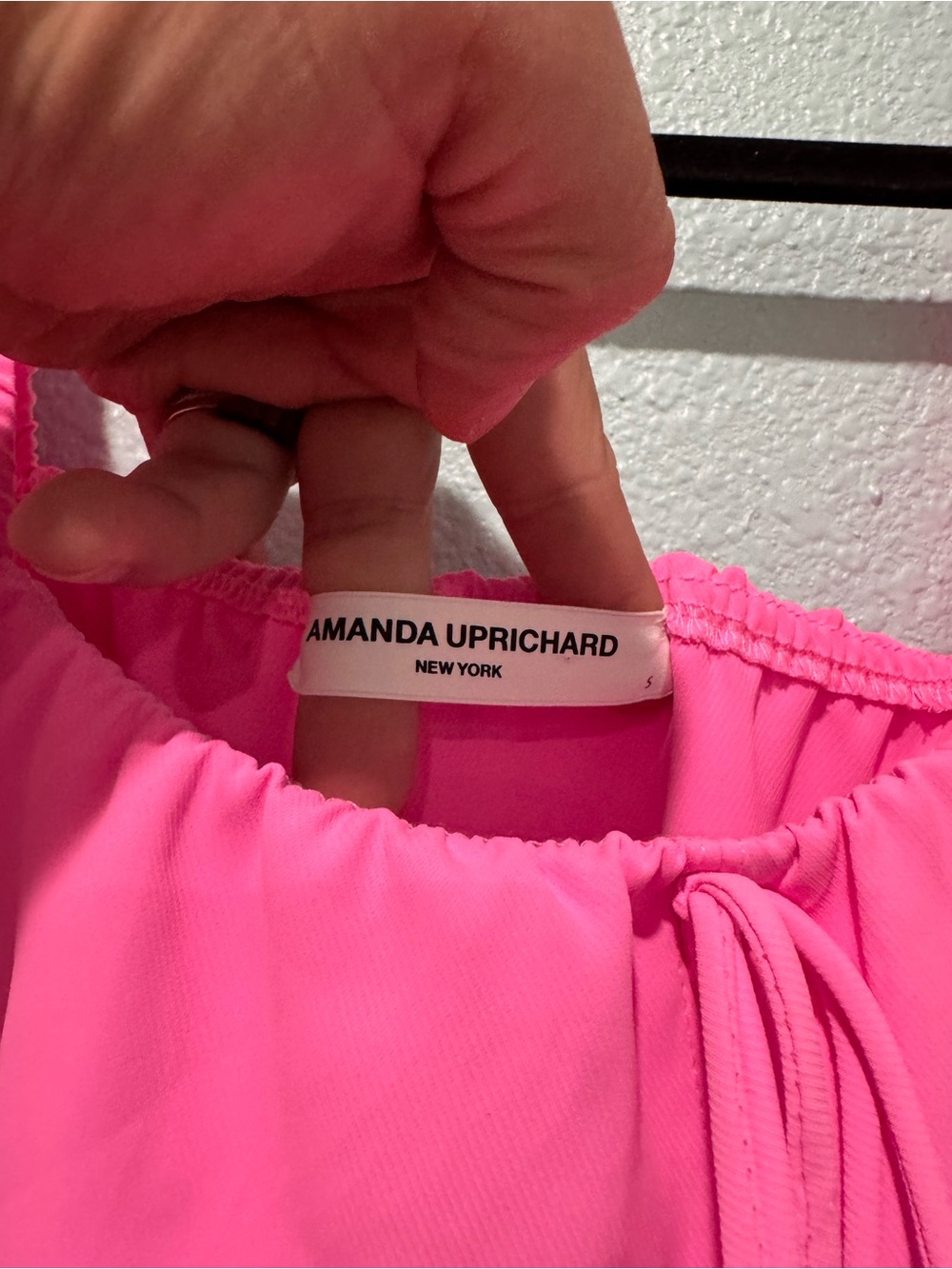 Amanda Uprichard Ali Romper Hot Pink Off-Shoulder Dress - Picture 2 of 9